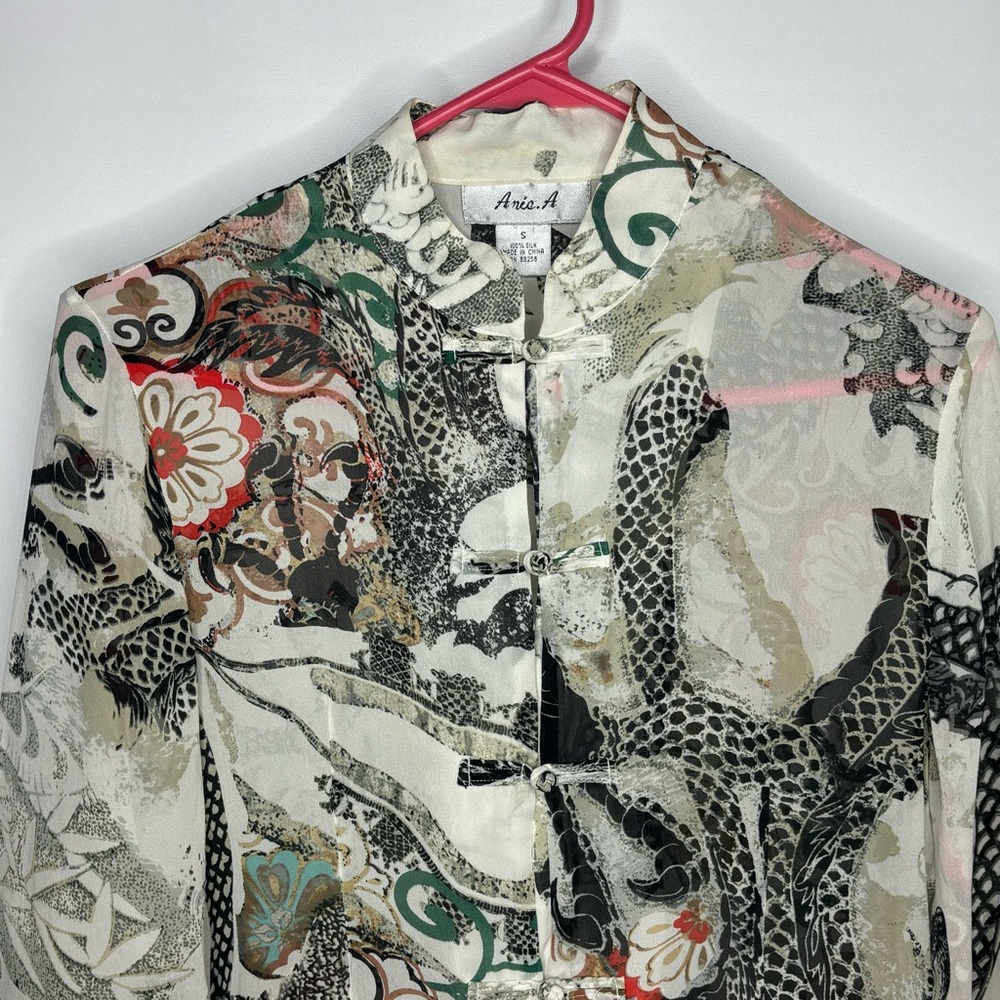 Silk Dragon Button Up Blouse- Very Rare! - image 3